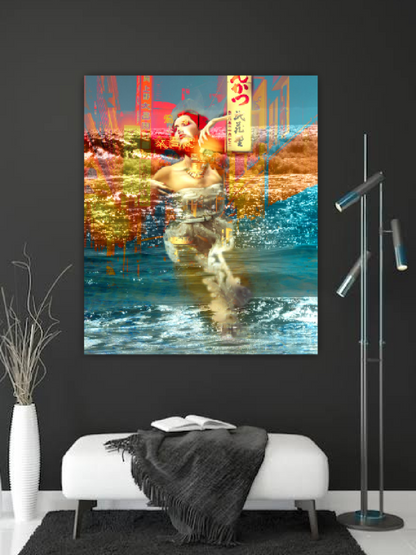 Surreal art, Digital artwork, Tokyo under Water ORIGINAL ART by Alex Solodov