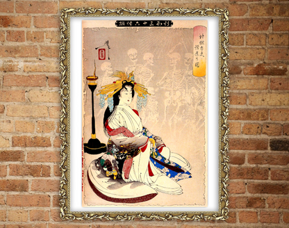 Japanese art print, Japanese geisha, Asian Deity, Japanese goddess Ameterasu Yoshitoshi FINE ART PRINT