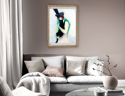 European art, Vintage portrait, Woman painting, Woman with cat Kees van Dongen FINE ART PRINT