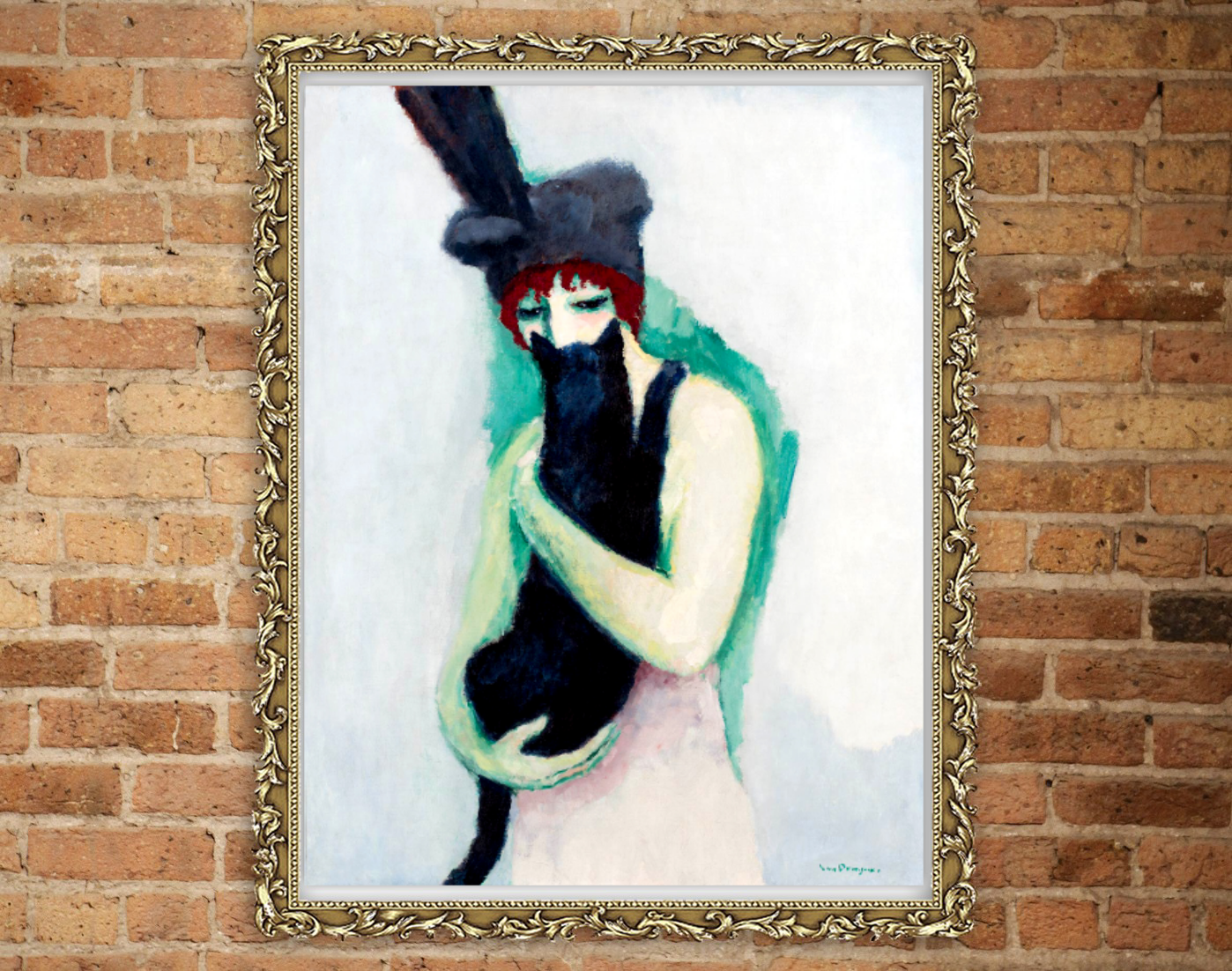 European art, Vintage portrait, Woman painting, Woman with cat Kees van Dongen FINE ART PRINT