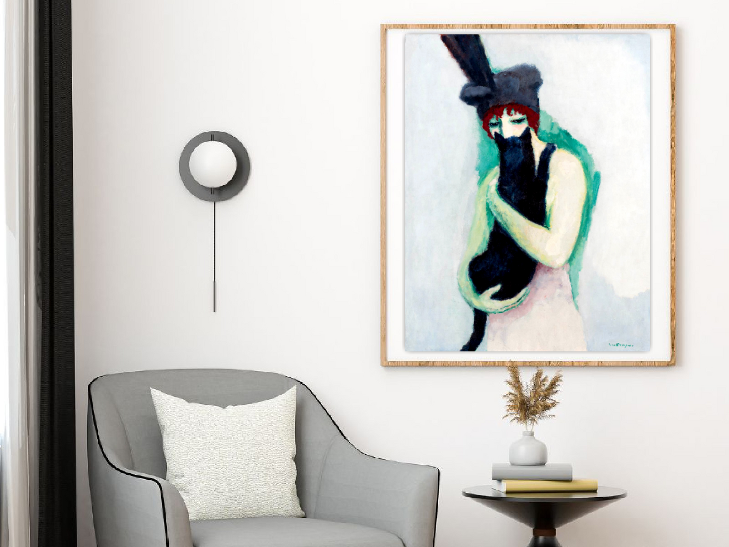 European art, Vintage portrait, Woman painting, Woman with cat Kees van Dongen FINE ART PRINT