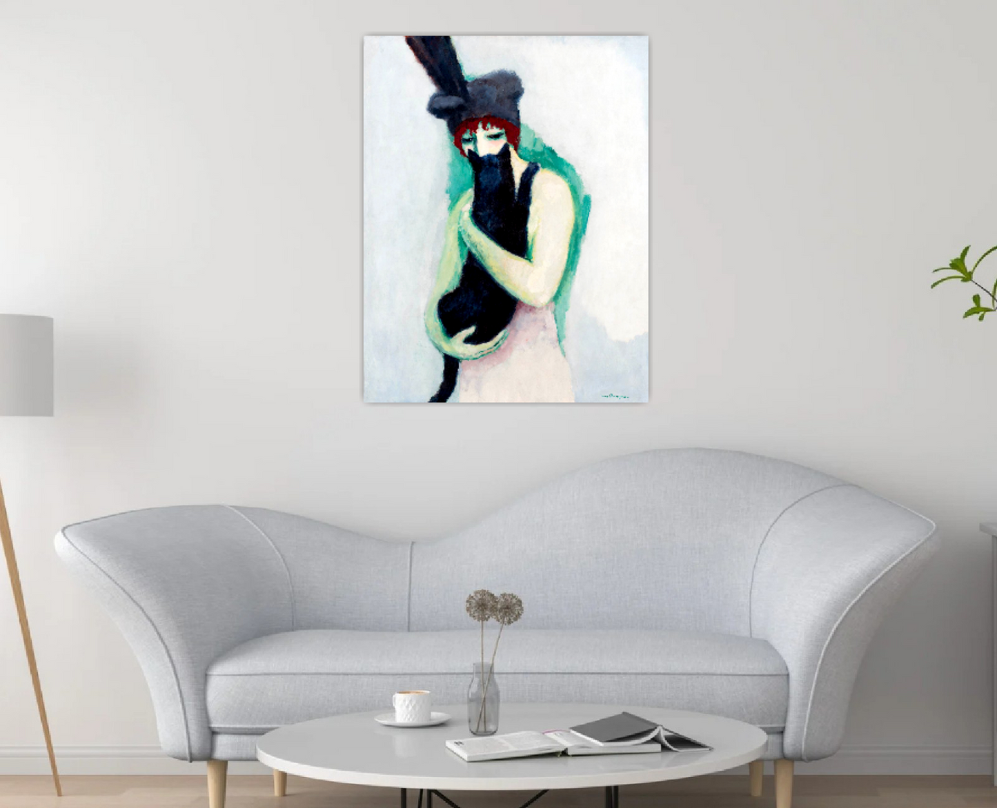 European art, Vintage portrait, Woman painting, Woman with cat Kees van Dongen FINE ART PRINT