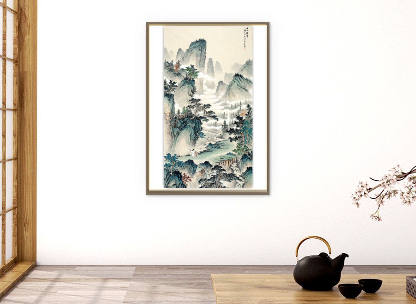 Chinese art, Mountains nature painting, Fog in mountains FINE ART PRINT