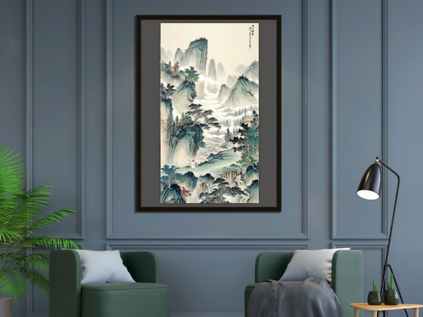 Chinese art, Mountains nature painting, Fog in mountains FINE ART PRINT