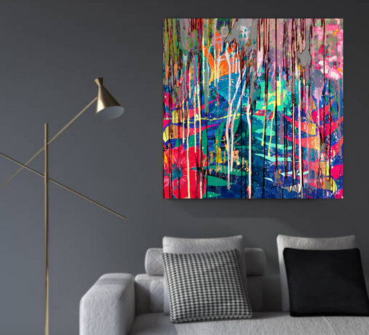 Abstract digital painting, Flowers art, Tropical Reef ORIGINAL DIGITAL ART ON CANVAS by Alex Solodov