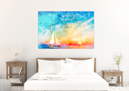 Landscape art, Seascape digital painting, Sunset near the Beach ORIGINAL DIGITAL ART by Alex Solodov
