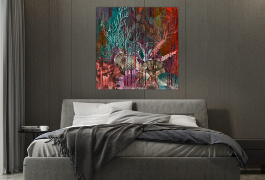 Abstract digital painting, Underwater art, Into a Deep Dive ORIGINAL DIGITAL ART ON CANVAS by Alex Solodov