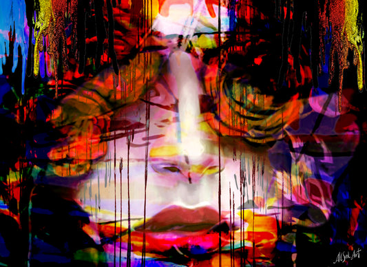 Surreal portrait, Digital abstract artwork Wood Roses  ORIGINAL DIGITAL ART by Alex Solodov