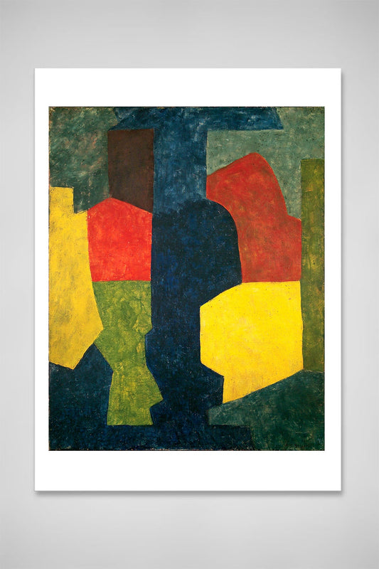 Abstract painting, Abstract art, Blue Yellow Form, FINE ART PRINT, oil painting by Serge Poliakoff, wall art, home decor, abstract poster