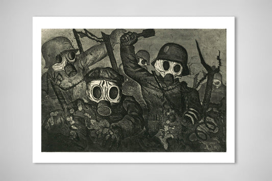 Vintage art, War drawing, Troops Advance under Gas, FINE ART PRINT, drawing by Otto Dix, wall art, home decor, vintage art print, art poster
