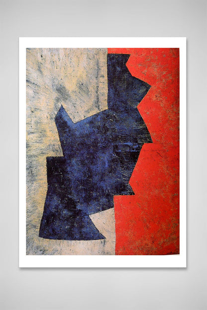 Abstract painting, Abstract art, Blue Form, FINE ART PRINT, from oil painting by Serge Poliakoff, wall art, home decor, abstract art poster