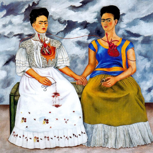 Vintage art, Woman painting, Portrait of Mexican surrealist artist Frida Kahlo Two Fridas FINE ART PRINT, home decor, wallart gifts, posters
