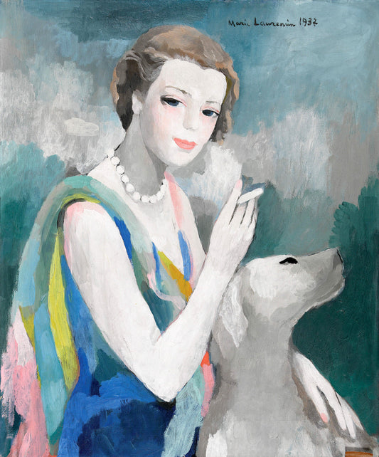 Vintage art, Woman painting, Smoking lady with a dog Marie Laurencin FINE ART PRINT, French art, wall art, home decor, prints, art posters