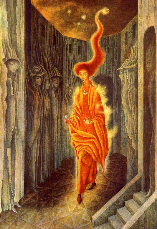 Vintage art, Surreal painting, Fantasy art, The Call by Mexican artist Remedios Varo FINE ART PRINT