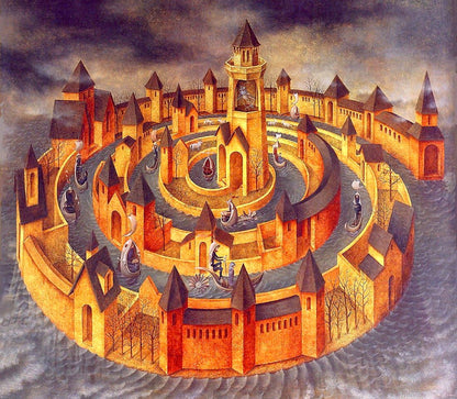 Vintage print, Castle painting, Fantasy art, Transit Spiral Mexican artist Remedios Varo ART PRINT, home decor, wall art gifts, art posters