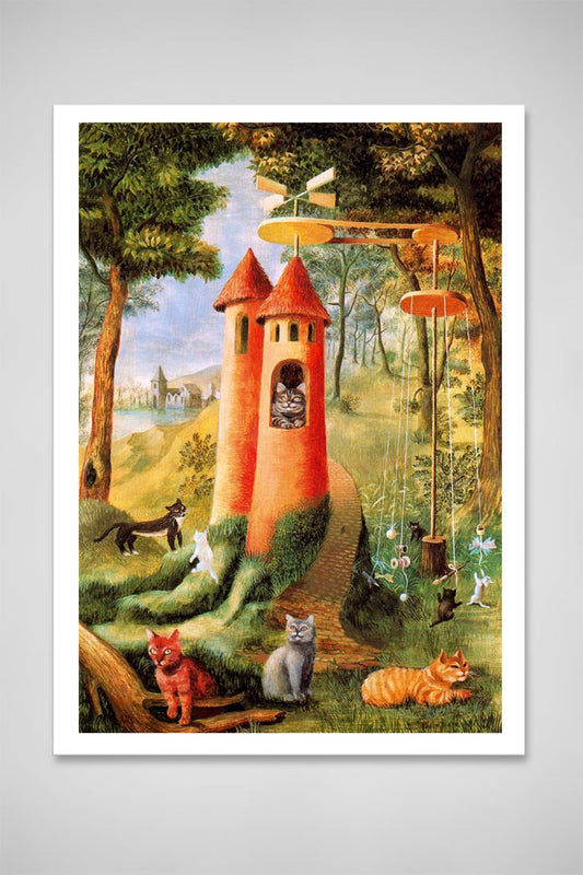 Vintage art prints, Cat paintings, Fantasy art, Cats, Cat paradise by Remedios Varo FINE ART PRINT, home decor, wall art, gifts, art posters