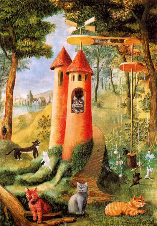 Vintage art prints, Cat paintings, Fantasy art, Cats, Cat paradise by Remedios Varo FINE ART PRINT, home decor, wall art, gifts, art posters