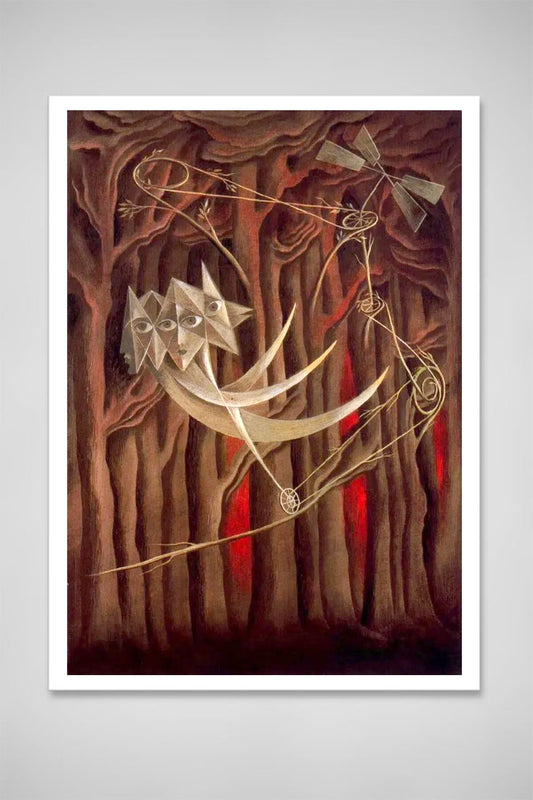 Surreal vintage painting, Fantasy art, The forest by Remedios Varo FINE ART PRINT Mexican art, dark art, syrrealism, fantasy posters, gifts