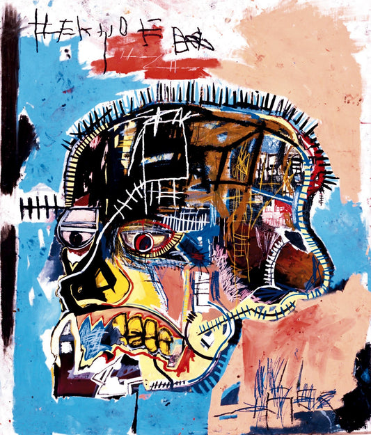 Bausqiat painting, contemporary art, expressive art, The Skull FINE ART PRINT by Basquiat, wall art, modern home decor, art prints, posters
