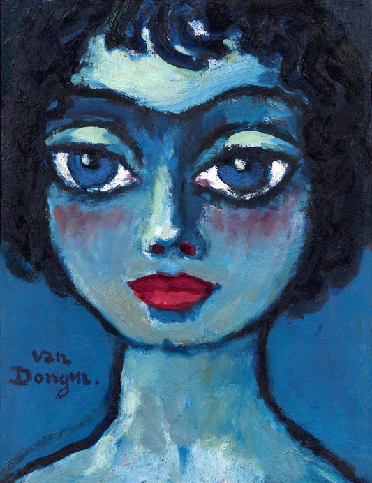 Vintage art, Woman painting, Portrait of a Lady, Blue symphony Kees van Dongen FINE ART PRINT, wallart, home decor, vintage prints, posters