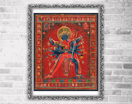 Asian art, Tibetan thangka, Spiritual art Chakrasamvara and Consort Vajravarahi FINE ART PRINT, posters, canvas prints, wall art, home decor