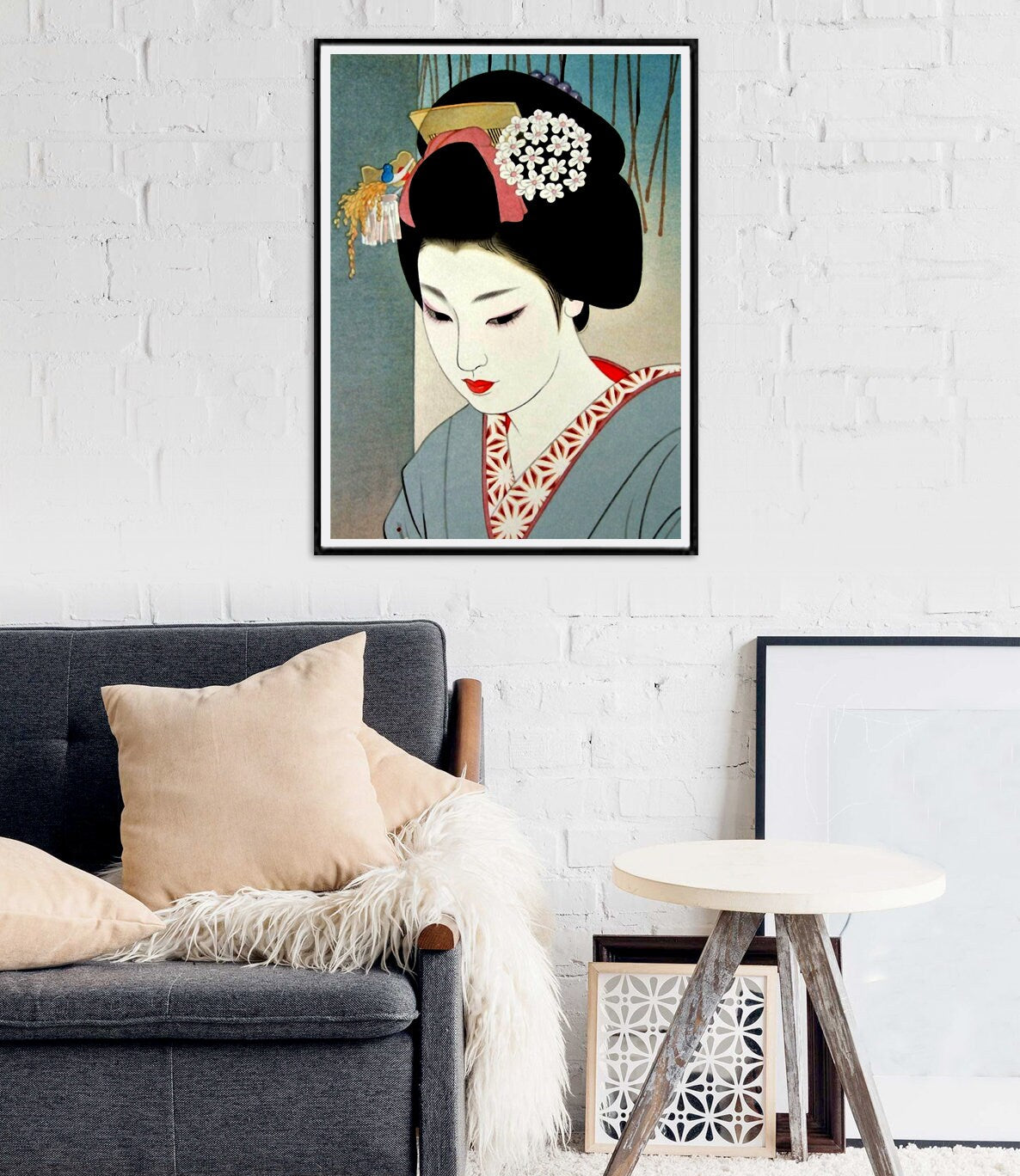 Japanese art print, Geishas, beautiful women Japanese Geisha portrait Tatsumi Shimura FINE ART PRINT woodblock prints, art posters, wall art