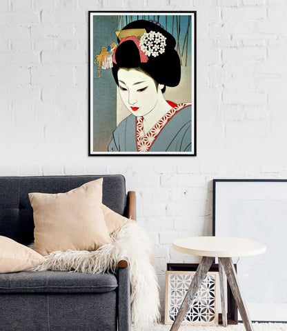 Japanese art print, Geishas, beautiful women Japanese Geisha portrait Tatsumi Shimura FINE ART PRINT woodblock prints, art posters, wall art