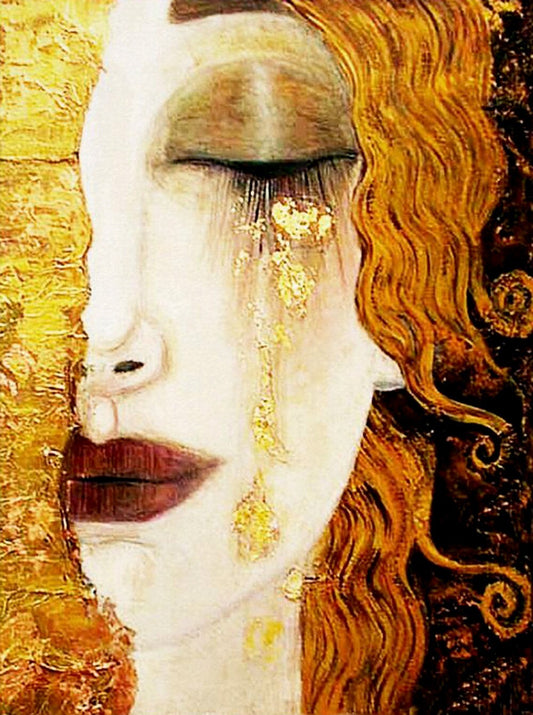 Vintage art, Vintage women, Golden tears or Freya tears FINE ART PRINT, Gustav Klimt paintings, wall art, home decor, vintage print, posters