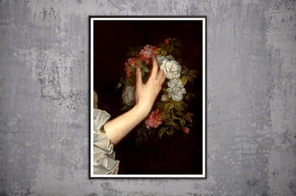 Dark academia, Beautiful woman with flowers paintings, dark art, gothic, victorian art prints, wiccan art, antique home decor, dark posters