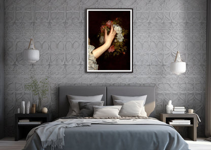 Dark academia, Beautiful woman with flowers paintings, dark art, gothic, victorian art prints, wiccan art, antique home decor, dark posters