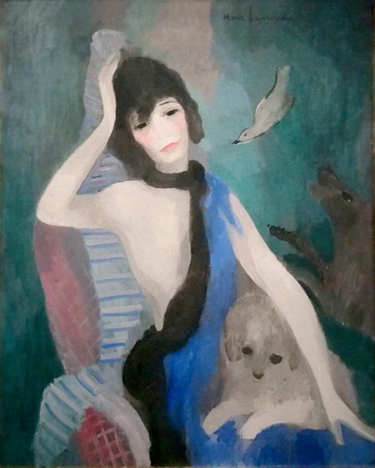 Vintage art, Woman painting, Lady with a dog and Bird Marie Laurencin FINE ART PRINT, French art, wall art, home decor, prints, art posters