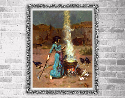Fantasy art, dark academia, occult painting, mysticism, Magic Circle by Waterhouse FINE ART PRINT witchcraft, wiccan art, occult home decor