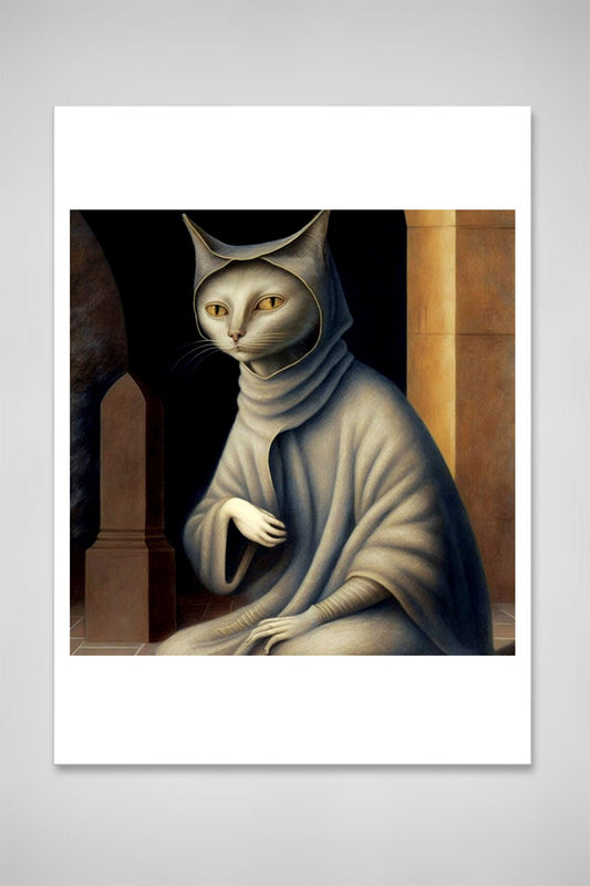 Vintage print, Cat painting, Fantasy art, Cats, Portrait of a cat by Remedios Varo FINE ART PRINT, home decor, wall art, gifts, art posters