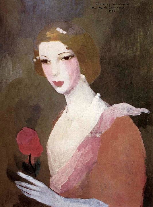 Vintage art, French painting, Portrait of a Woman with flower Marie Laurencin FINE ART PRINT, European art, wall art, home decor, art poster