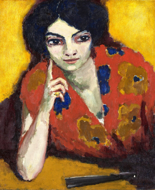 Vintage art, Woman painting, Portrait of a Lady with finger on her cheek Kees van Dongen ART PRINT, wallart, home decor, art prints, posters