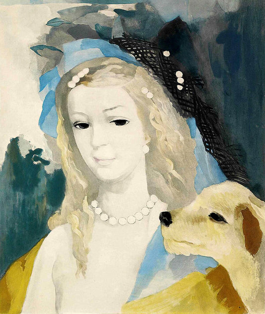 Vintage art print, Woman painting, Blonde girl with a dog Marie Laurencin FINE ART PRINT, French art, wallart, home decor, print, art poster
