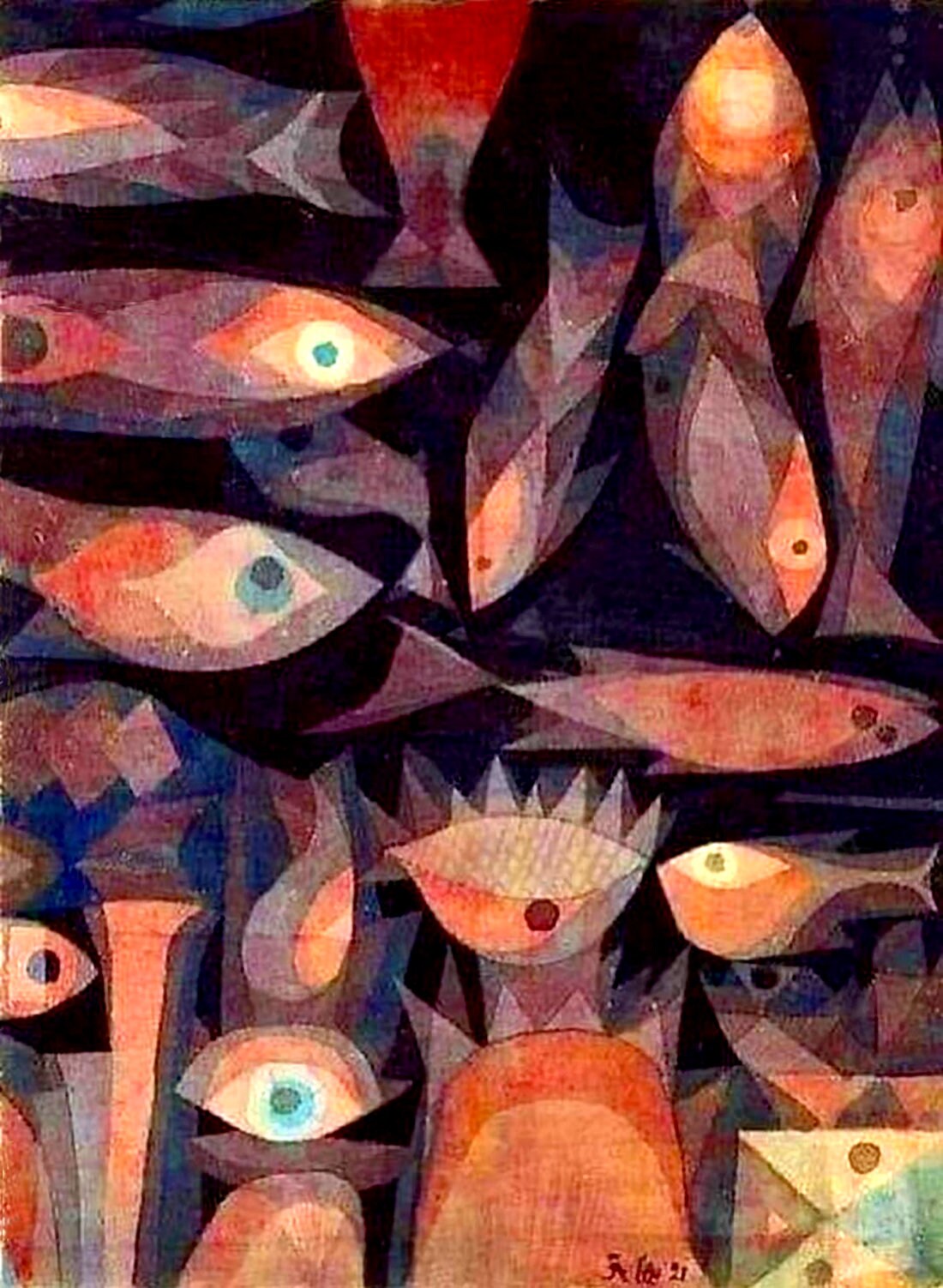 Abstract paintings, Abstract art print, Magic Fish Paul Klee FINE ART PRINT