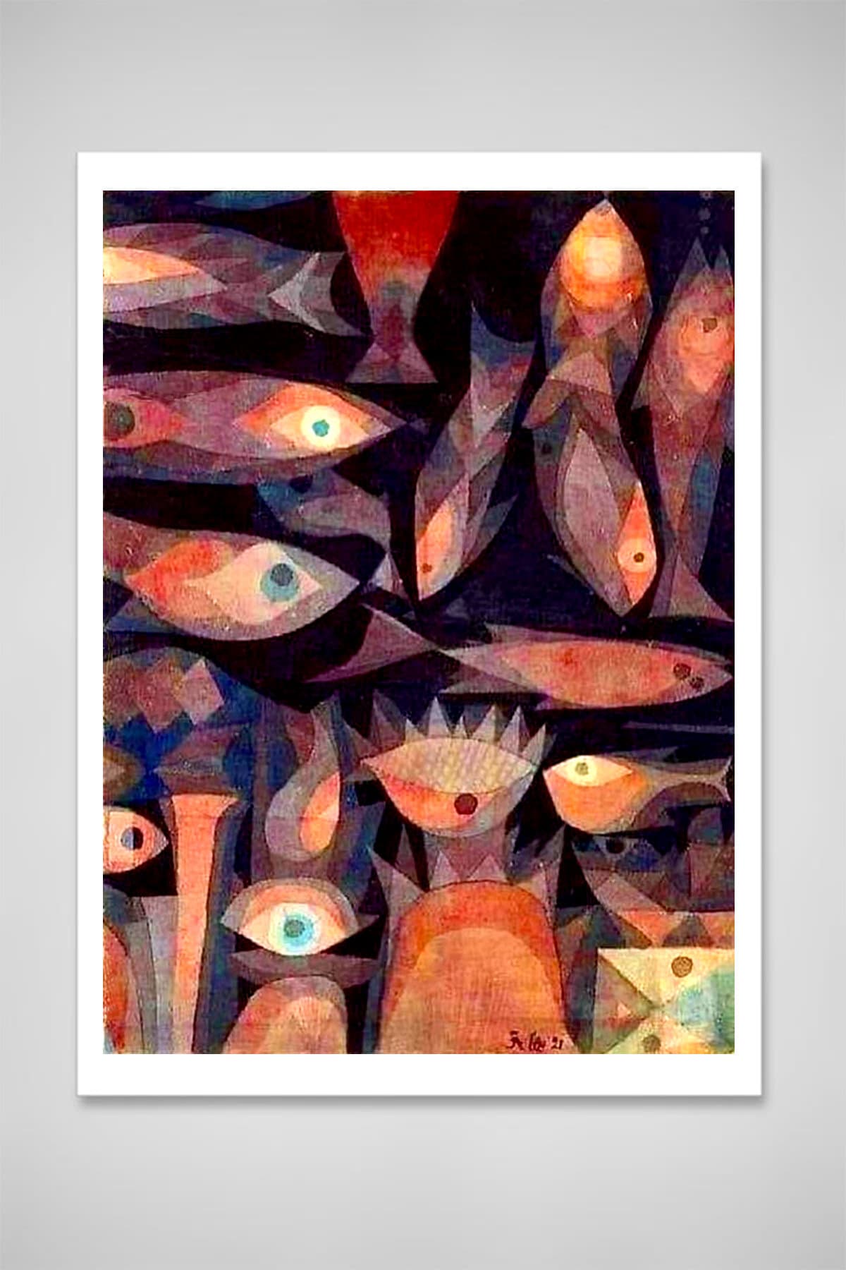 Abstract paintings, Abstract art print, Magic Fish Paul Klee FINE ART PRINT